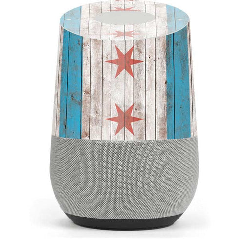 Chicago Flag Dark Wood Google Home Skin